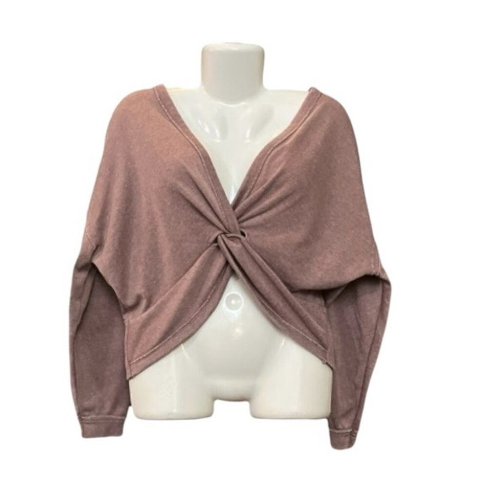 Ocean Drive Women's Dark Mauve Pink Criss/Cross Long Sleeve Sweatshirt | Size XS
